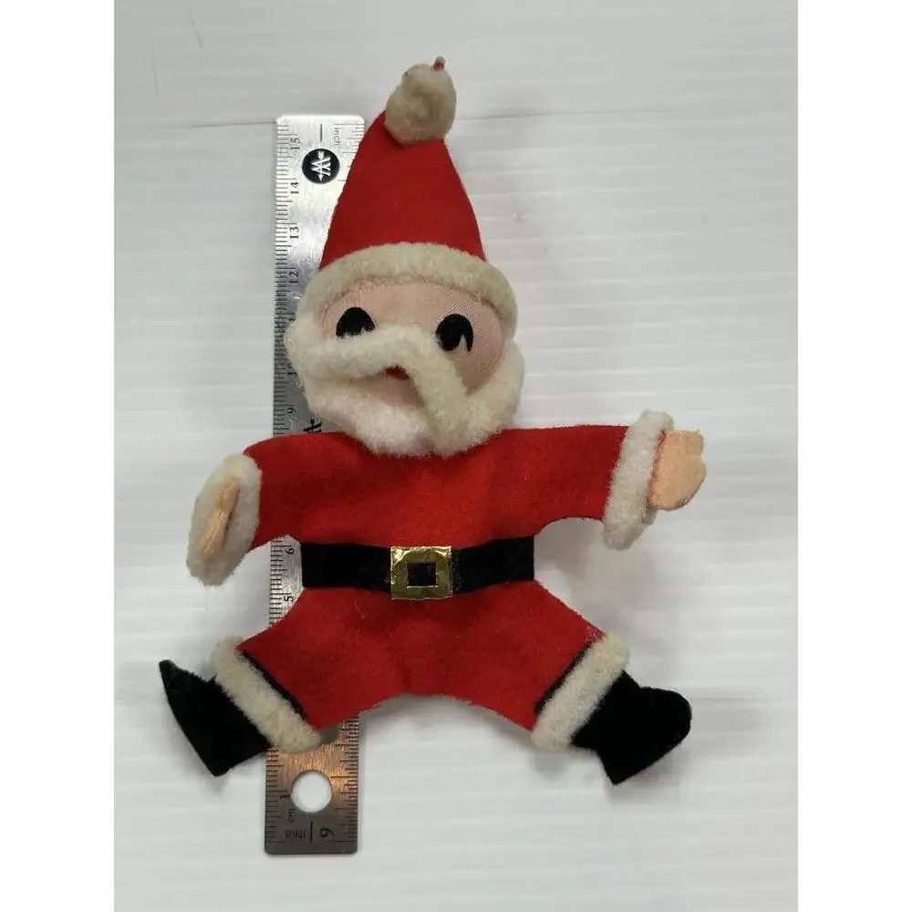 Vintage MCM 1960's Christmas Bendable Felt‎ Santa Ornament Made In Japan